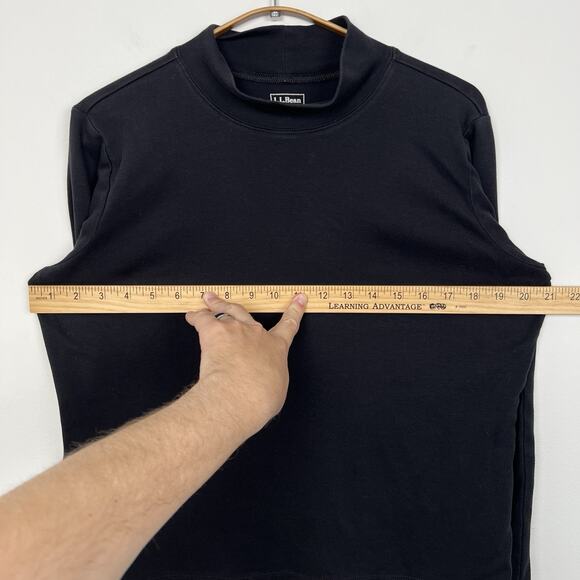 LL Bean Size Large Petite Supima Cotton Long Sleeve Mock Turtle Neck Shirt Black - Picture 7 of 8